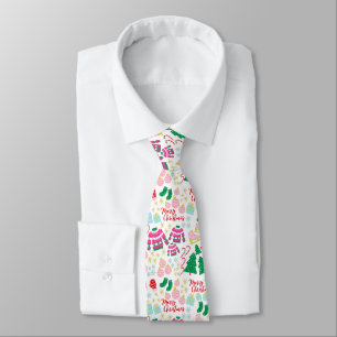 Bright Happy Christmas Pattern Neck Tie