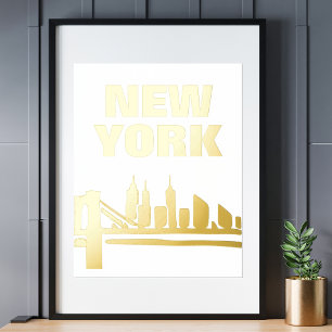 BROOKLYN BRIDGE   NEW YORK GOLD FOIL PRINTS