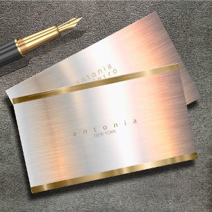 Brushed Metal Gold Banding ID801 Business Card