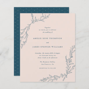 Budget Blush & Navy Hand-drawn Botanical Wedding