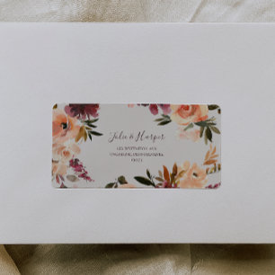 Burgundy Orange Floral   Beige RSVP Address labels