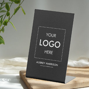 Business Logo Branding Black Pedestal Sign