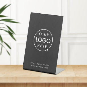 Business Logo   Modern Black Professional Branded Pedestal Sign