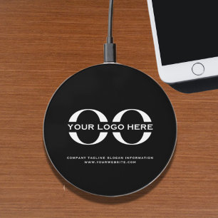 Business Logo Professional Minimalist Black Wireless Charger