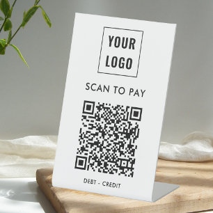 Business Logo Qr Code Payment Modern Pedestal Sign