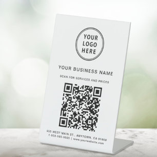 Business Logo Scan Me QR Code Pedestal Sign