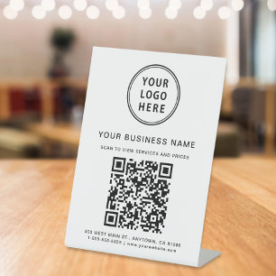 Business QR Code and Logo Pedestal Sign