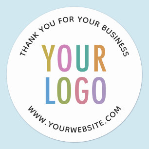 Business Thank You Stickers Custom Logo Round