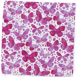 Butterflies Watercolor Magenta Pink bandana