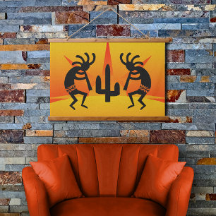 Cactus Sunset Desert Kokopelli Southwest Design Hanging Tapestry