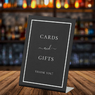 Cards gifts black white party pedestal sign