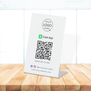 CashApp QR Code Payment   Scan to Pay Business Pedestal Sign