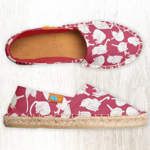 Cat Red White Magenta Pink Espadrilles