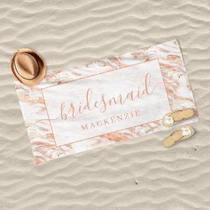 Chic Copper Marble Rose Gold Bridesmaid Beach Towel