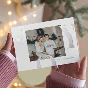 Christmas Photo Family   Silver Joy Postcard