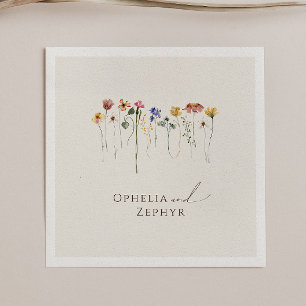 Colorful Wildflower   Beige Wedding Napkins