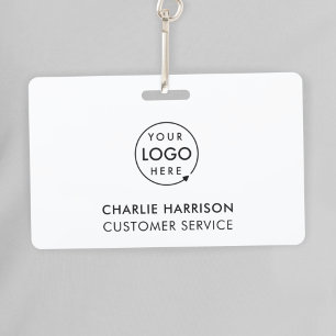 Company Logo ID Employee Staff Minimalist White Badge