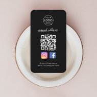 Connect with us   Social Media QR Code Black Business Card