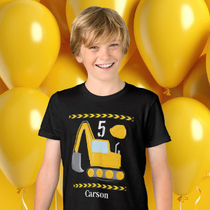 Cool Construction Vehicle Custom Boys Birthday Tri-Blend Shirt