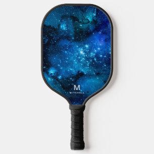 Cool Nebula Galaxy Monogram Name Pickleball Paddle