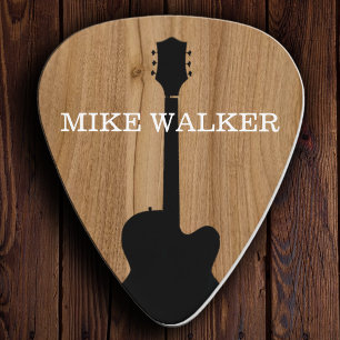 Cool Wood Rustic Name Monogrammed Guitar Pick