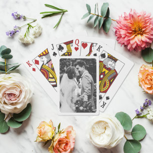 Couples Initials Retro Photo Monogram Poker Cards