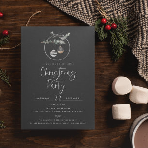 Cozy Nature Wreath Black Christmas Party Invitation