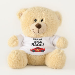 Crawl Walk Race funny auto racing baby teddy bear