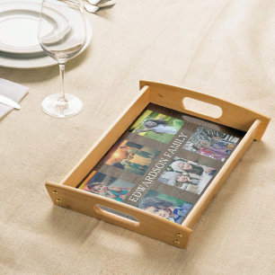 Create your own rustic family photo collage serving tray