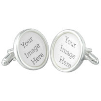 Create Your Own Silver Plated Round Cufflinks