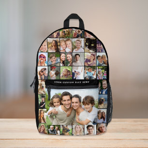 Custom 35 Photo Collage Black Printed Printed Backpack