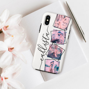 Custom 4 Photo Handwritten Monogram Name Family iPhone X Case