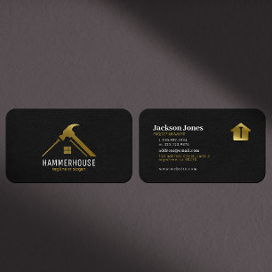 Custom Black + Gold Home Building Construction Lux Business Card