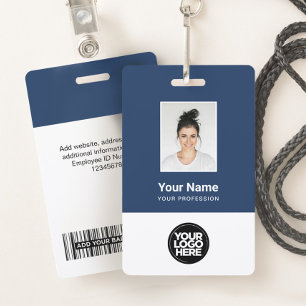 Custom Employee Photo, Bar Code, Logo, Name Badge