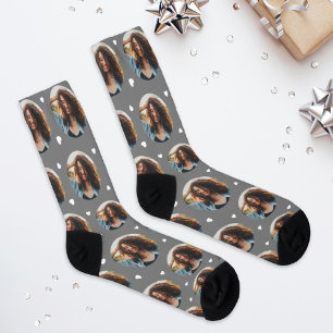 Custom Girlfriend Photo Gray Love Socks