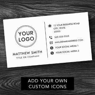 Custom logo modern minimalist social media icons business card