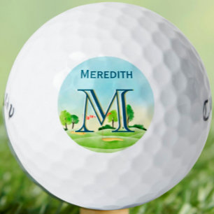 Custom Monogram Name Scenic Course  Golf Balls