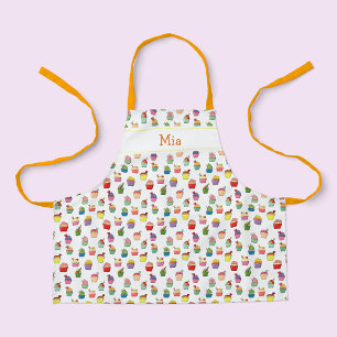 Custom Name and Cupcake Print Apron for Kids