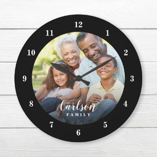 Custom Photo and Family Name Personalised Large Clock