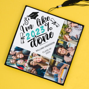 Custom photo collage personalized fun I'm done Graduation Cap Topper