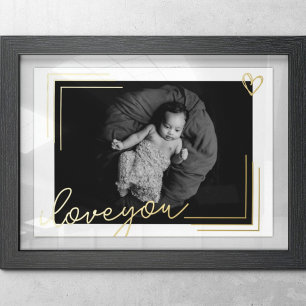 custom photo   i love you   elegant gold frame foil prints