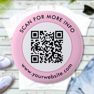 Custom QR Code Text Pink White Black Button