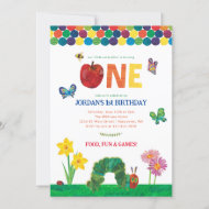 Customizable Very Hungry Caterpillar 1st Birthday Invitation