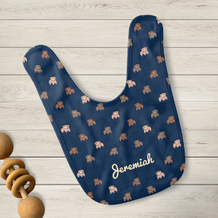 Cute Baby Bears Pattern Personalized Baby Bib