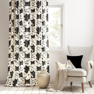 Cute Black Cats and Sayings Pattern Sheer Curtains