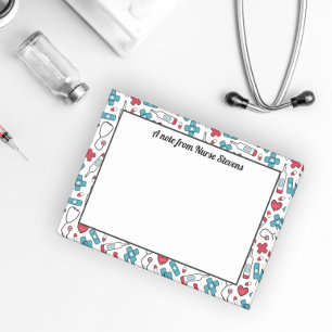 Cute Blue Red White Pattern A Note From the Nurse