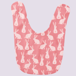 Cute Bunny Rabbit Pink Baby Bib