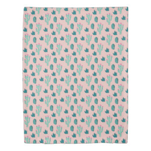 Cute Cactus Doodle Pattern Duvet Cover