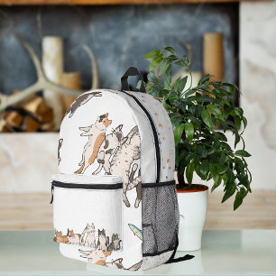 Cute Cartoon Cats Pattern   Monogram Printed Backpack