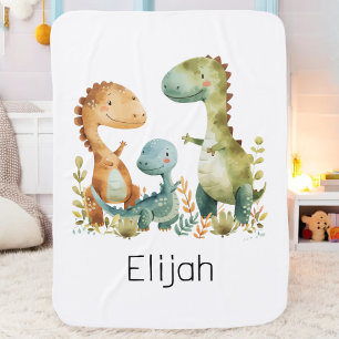 Cute Dinosaur Family Personalized Kids Baby Blanket